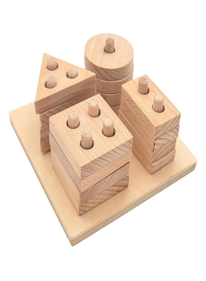 EDUTOTS Wooden Shape Sorting Square Board (Natural) for Unisex Kids | Wooden Montessori Toy | - Image 1